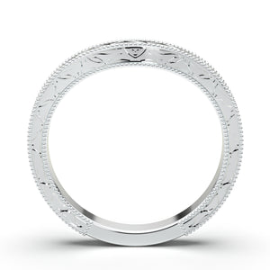 Contour Wedding Ring, Thin Wedding Band, Engraved Wedding Ring, Curved Wedding Band, Delicate Ring, 14K White Gold Nickel Free Gold Platinum