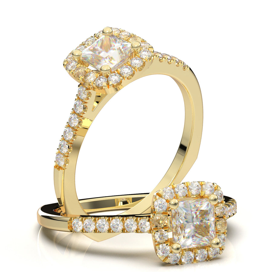Princess Cut Diamond Ring, Princess Cut Engagement Ring, Moissanite Wedding Ring, Halo Bridal Ring, Promise Ring, Rose Gold Anniversary Ring