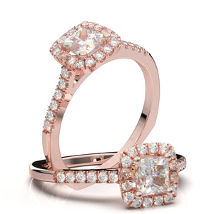 Princess Cut Diamond Ring, Princess Cut Engagement Ring, Moissanite Wedding Ring, Halo Bridal Ring, Promise Ring White Gold Anniversary Ring