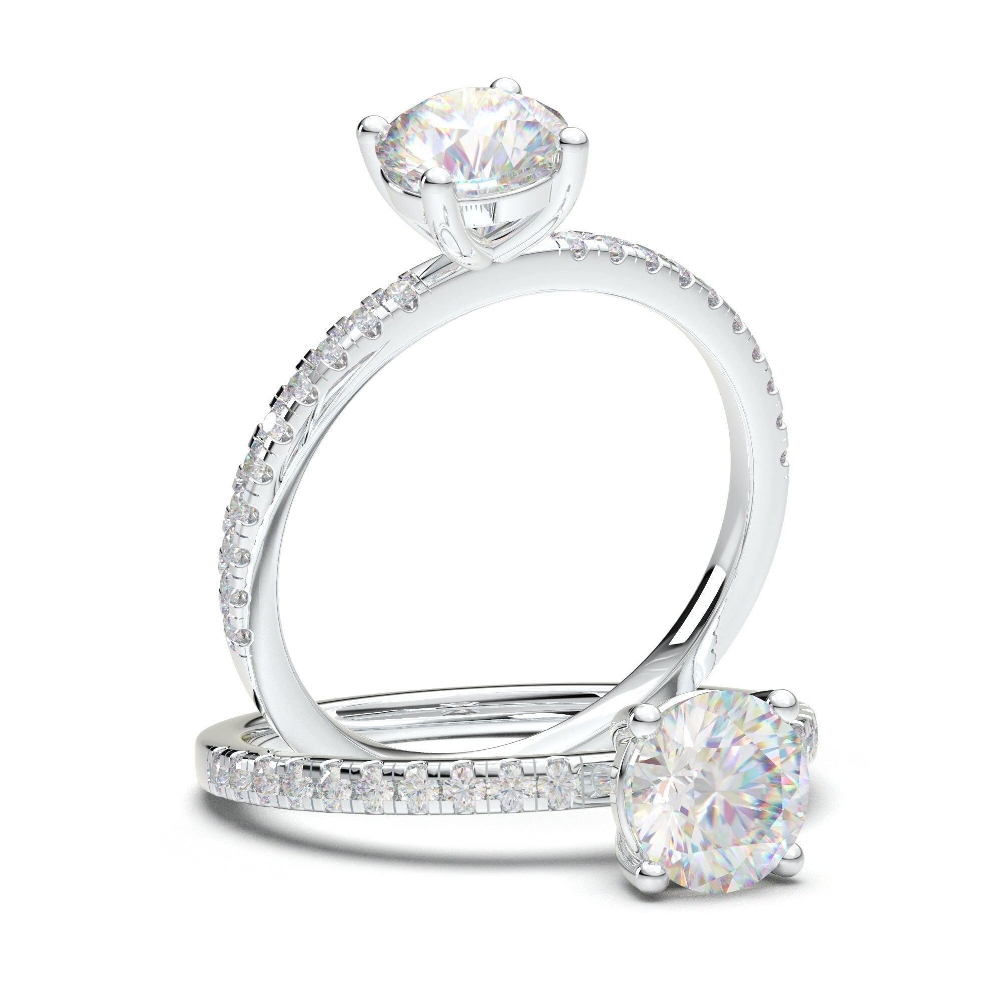 Classic 1 Carat Engagement Ring, Round Diamond Ring, Wedding Ring, Hig