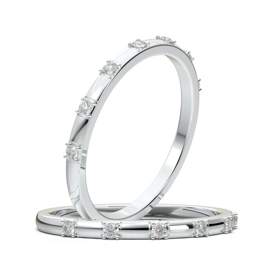 Diamond Wedding Ring, 1.3mm Natural Diamond Ring, Minimalist Wedding Band, 14K White Gold Wedding Band, Engagement Band, Anniversary Gift