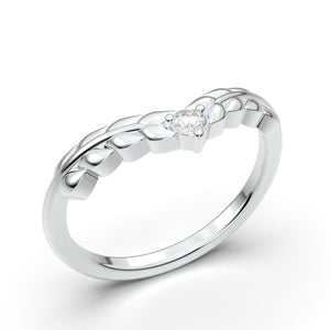 Curved Leaf Diamond Wedding Band, Diamond Lace Ring, 14k White Gold Wedding Band, Nature Ring, Leaf Ring, Contour Wedding Ring Art Deco Band