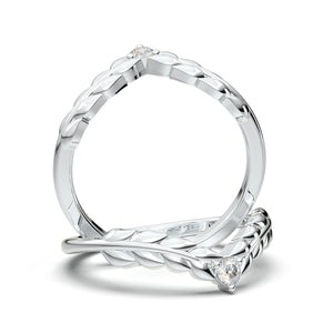 Curved Leaf Diamond Wedding Band, Diamond Lace Ring, 14k Rose Gold Wedding Band, Nature Ring, Leaf Ring, Contour Wedding Ring, Art Deco Band