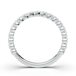 Art Deco Wedding Ring, Milgrain Bezel Half Eternity Band, Vintage Inspired Ring, 14K White Gold Diamond Band, Promise Ring, Anniversary Ring
