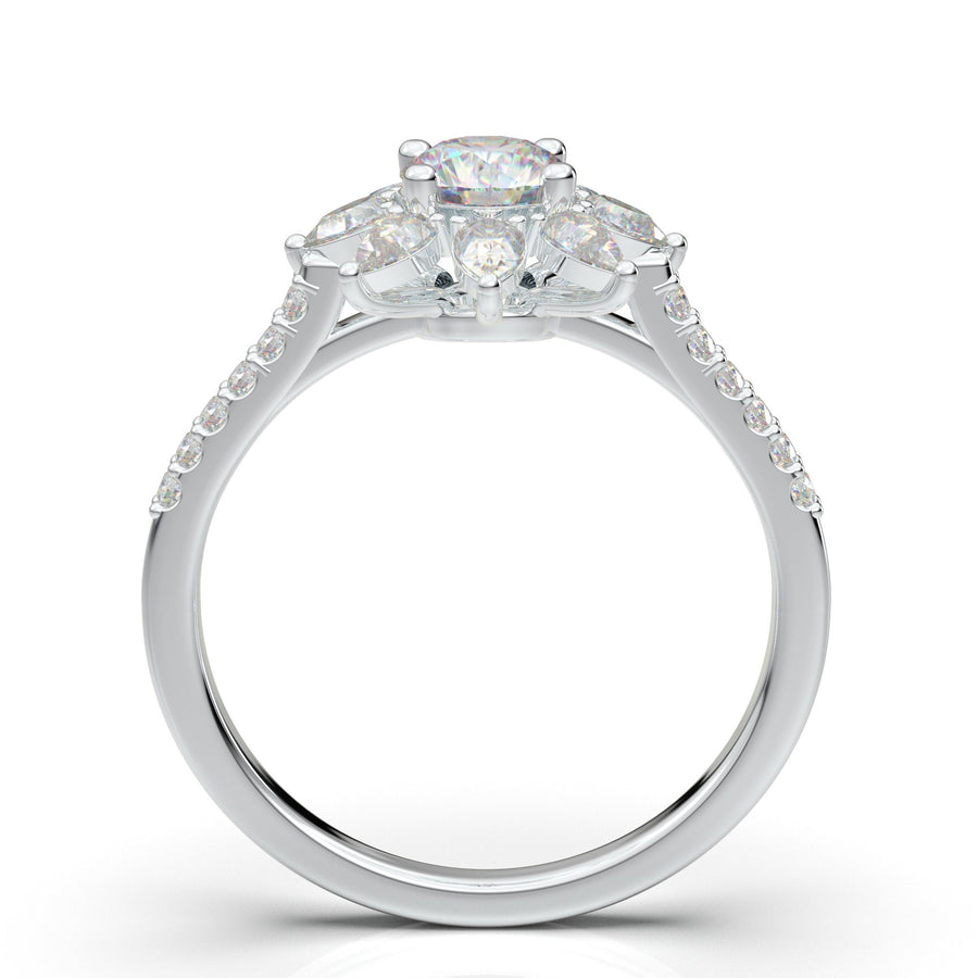Vintage Moissanite Engagement Ring, White Gold Ring, Halo Engagement Ring, Unique Moissanite Wedding Ring, Bridal Ring, Anniversary Ring