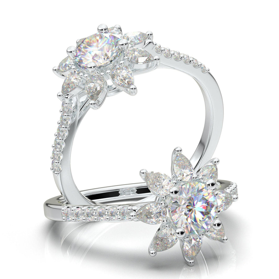 Vintage Moissanite Engagement Ring, 14K Solid Gold Ring, Halo Engagement Ring, Unique Moissanite Wedding Ring, Bridal Ring, Anniversary Ring