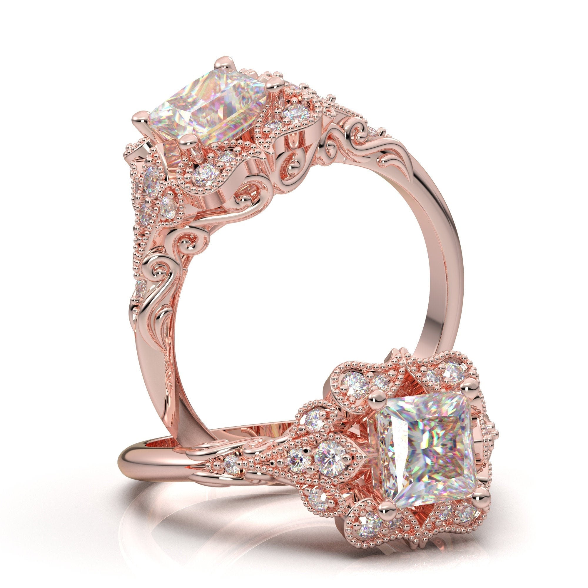 Rose Gold Vintage Engagement Ring
