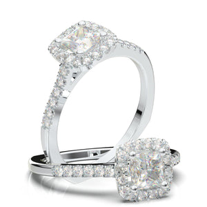 Princess Cut Diamond Ring, Princess Cut Engagement Ring, Moissanite Wedding Ring, Halo Bridal Ring, Promise Ring White Gold Anniversary Ring