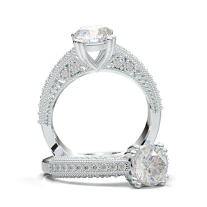 Art Deco Engagement Ring - Vintage Inspire Ring - Antique Style - Round Cut Diamond Ring - 1 Carat - 14K Solid Gold Ring - Milgrain Filigree