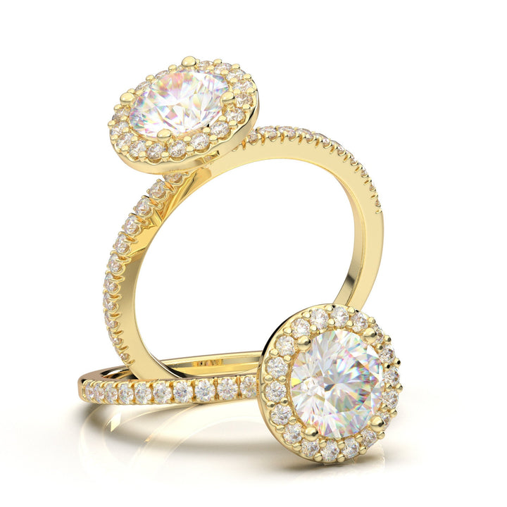 Round Halo Engagement Ring, Diamond Wedding Ring, Round Cut Ring, Promise Ring, Bridal Ring, 1.0 Carat Moissanite Ring, 14K Solid Gold Ring