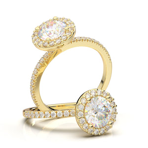 Round Halo Engagement Ring, Diamond Wedding Ring, Round Cut Ring, Promise Ring, Bridal Ring, 1.0 Carat Moissanite Ring, 14K White Gold Ring