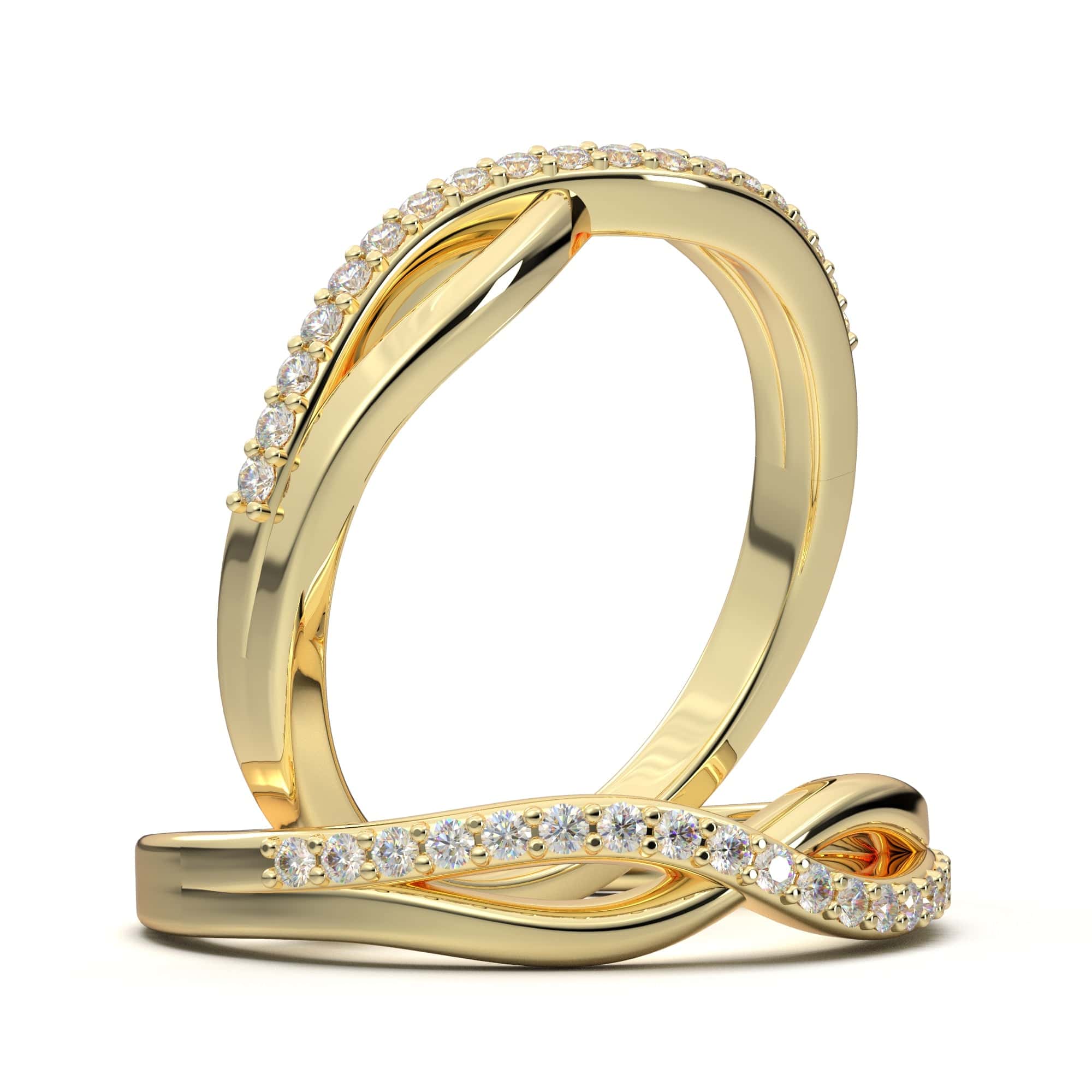 Home Try On--Yellow Gold Twist Half Diamond Wedding Band Home Try On--Yellow Gold Twist Half Diamond Wedding Band